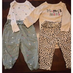 Garanimals Baby Girl 4 Pc Outfit Set 6-9M Polka Dot Leopard Mamas Mini Tan Green